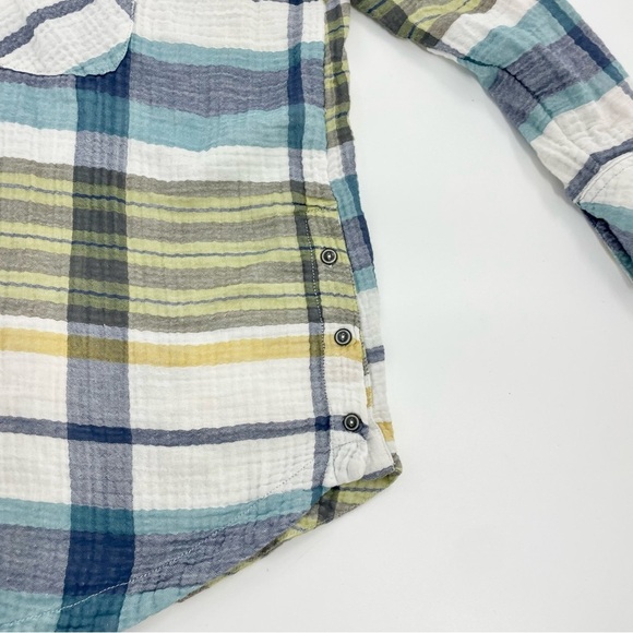 Free People Plaid Year Round 100% Cotton Gauzy‎ Preppy Button Down Shirt XS - Picture 3 of 10
